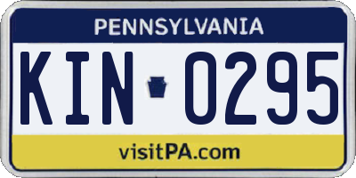 PA license plate KIN0295