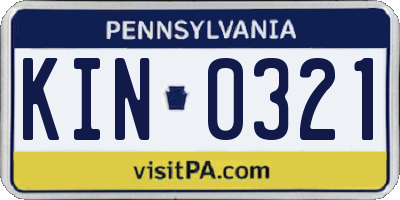 PA license plate KIN0321