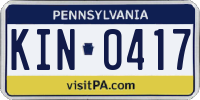 PA license plate KIN0417