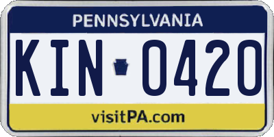 PA license plate KIN0420