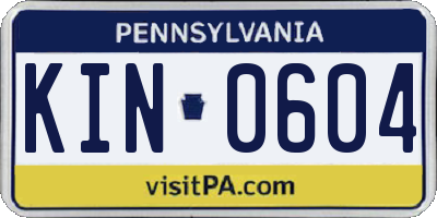 PA license plate KIN0604