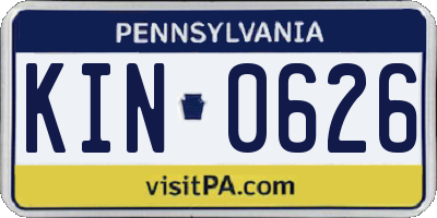 PA license plate KIN0626