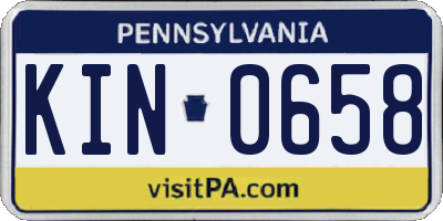 PA license plate KIN0658