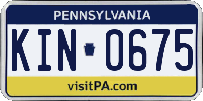PA license plate KIN0675