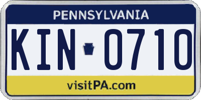 PA license plate KIN0710