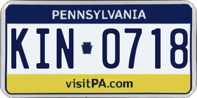 PA license plate KIN0718