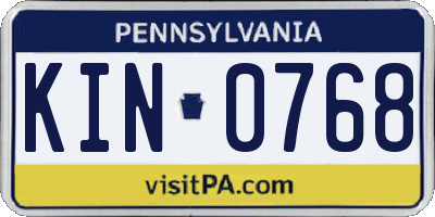 PA license plate KIN0768