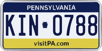 PA license plate KIN0788