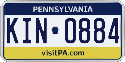 PA license plate KIN0884