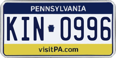 PA license plate KIN0996