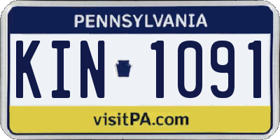 PA license plate KIN1091