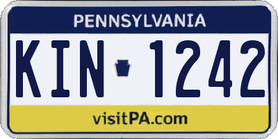 PA license plate KIN1242