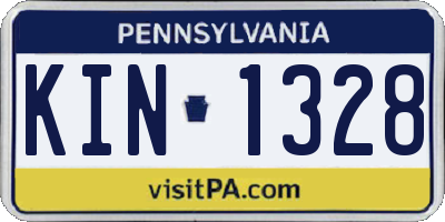 PA license plate KIN1328
