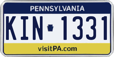 PA license plate KIN1331
