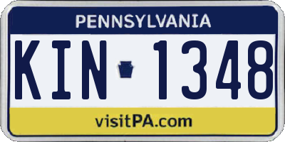 PA license plate KIN1348