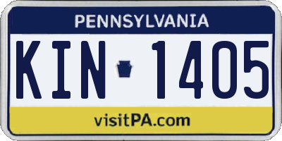 PA license plate KIN1405