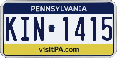 PA license plate KIN1415