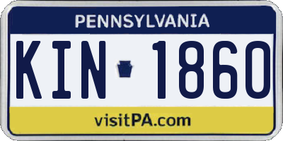 PA license plate KIN1860
