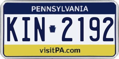 PA license plate KIN2192