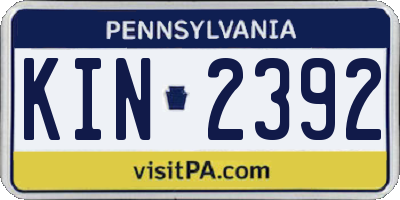 PA license plate KIN2392