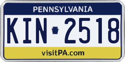 PA license plate KIN2518