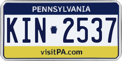 PA license plate KIN2537