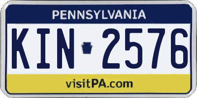 PA license plate KIN2576