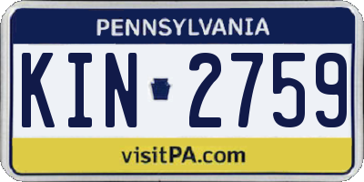 PA license plate KIN2759