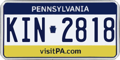 PA license plate KIN2818