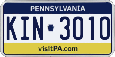PA license plate KIN3010