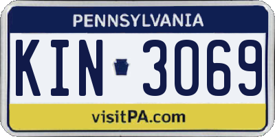 PA license plate KIN3069
