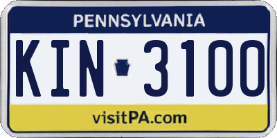 PA license plate KIN3100