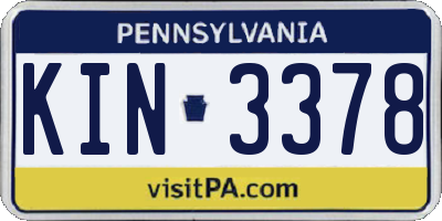 PA license plate KIN3378