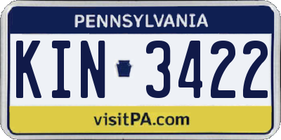 PA license plate KIN3422