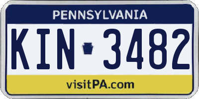 PA license plate KIN3482