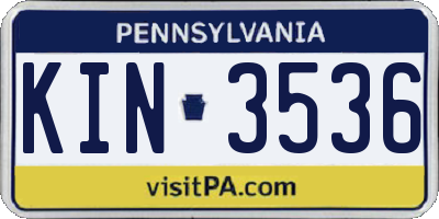 PA license plate KIN3536