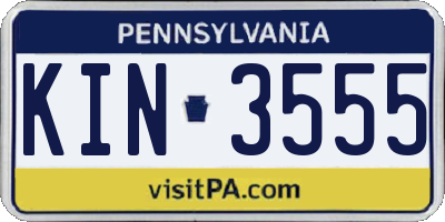 PA license plate KIN3555