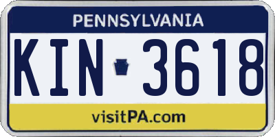 PA license plate KIN3618