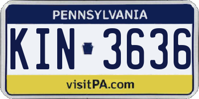 PA license plate KIN3636