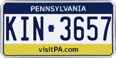 PA license plate KIN3657