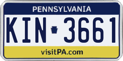 PA license plate KIN3661