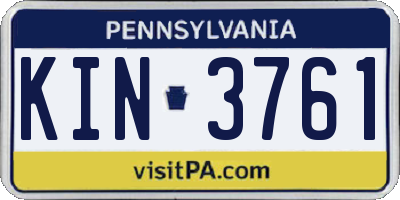 PA license plate KIN3761