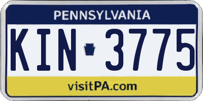 PA license plate KIN3775