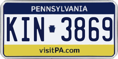 PA license plate KIN3869