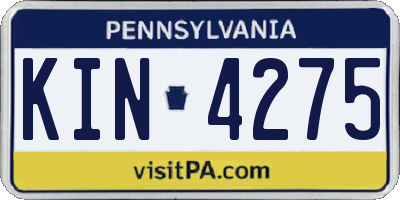 PA license plate KIN4275