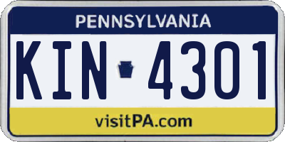 PA license plate KIN4301