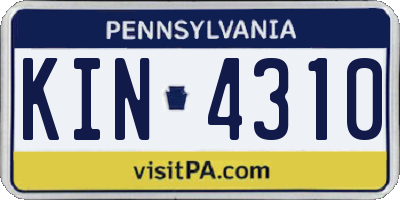 PA license plate KIN4310