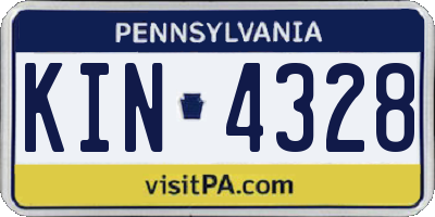 PA license plate KIN4328