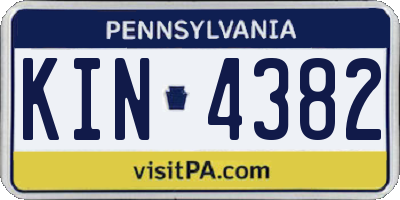 PA license plate KIN4382