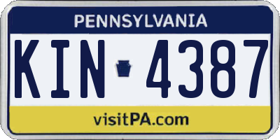 PA license plate KIN4387